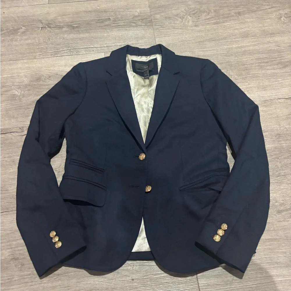 J. Crew School Boy Blazer Navy Blue Gold Buttons Classic Wool Preppy Size 2 - Picture 3 of 6